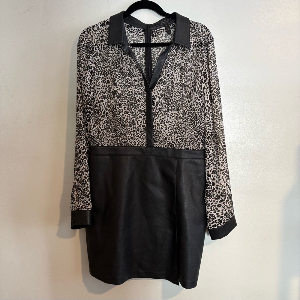 BCBGMaxAzria Sheer Faux Leather Dress